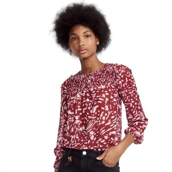 Maje Swirling Dot Lipone Smocked Blouse size 1 - Picture 12 of 13